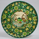 Longwy Circular Plaque, early 20th century, diameter 13.9 in — 35.2 cm