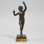 Grand Tour Patinated Bronze Model of The Dancing Faun of Pompeii, After the Antique, 19th century, h