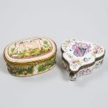 Two Continental Dresser Boxes, early 20th century, 2.25 x 3.75 x 3 in — 5.7 x 9.5 x 7.6 cm