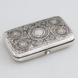 Russian Nielloed Silver Oblong Cheroot Case, Moscow, 1891, length 3.9 in — 10 cm