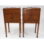 Matched Pair of French Art Deco Amboyna Burl Bedside Cabinets, c.1925 and Later, 35 x 18.5 x 14 in —