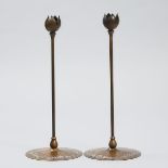 Pair of Heintz Art Metal Shop 'Sterling on Bronze' Candlesticks, c.1910, height 14.75 in — 37.5 cm