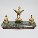 Large French Belle Époque Verde Antico Marble and Gilt Bronze Desk Stand, late19th/early 20th centur