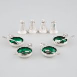 Danish Silver 'Acorn' Pattern Condiment Set, Johan Rohde for Georg Jensen, Copenhagen, 20th century,