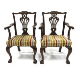 Pair of Georgian Mahogany Open Armchairs, 18th century and later, 37 x 23 x 20 in — 94 x 58.4 x 50.8