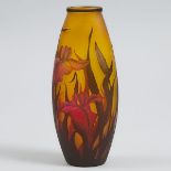 Romanian Gallé Style Cameo Glass Vase, 20th century, height 10.6 in — 27 cm