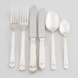 Continental Silver 'Aria'-Style Flatware Part-Service, 20th century (36 Pieces)