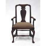 Queen Anne Style Open Armchair, early 18th century and later, 40.5 x 26 x 19 in — 102.9 x 66 x 48.3