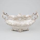 Late Victorian Scottish Silver Two-Handled Oval Centrepiece, George Edward & Sons, Glasgow, 1897, he