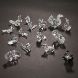 Fifteen Swarovski Crystal Animal Figures, late 20th/early 21st century, largest height 2.4 in — 6 cm