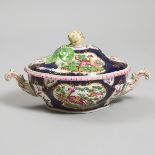 Samson 'Worcester' Scale Blue Ground Exotic Birds Covered Tureen, c.1900, width 13 in — 33 cm