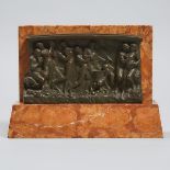 Neoclassical Bronze Relief Panel Depicting Bacchanalian Figures in Revelry, by Heinrich Kautsch (Aus