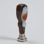 Italian Silver Mounted Agate and Bloodstone Colosseum Desk Seal, Rome, 19th early 20th century, heig