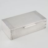 English Silver Rectangular Cigarette Box, William Suckling, Birmingham, 1948, 2 x 7.1 x 3.7 in — 5 x