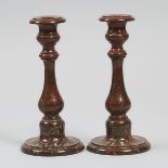 Pair of Turned 'Cornish Serpentine' Candlesticks, 19th century, 19th century, height 10 in — 25.4 cm