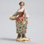 Meissen Figure of a Girl with Basket of Flowers, late 19th century, height 5.1 in — 13 cm