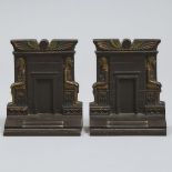 Pair of Bradely & Hubbard Egyptian Revival Cast Iron Bookends, c.1922, height 5.25 in — 13.3 cm