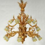 Large Italian Gilt Metal Chandelier, late 20th century, 43 x 42 in — 109.2 x 106.7 cm