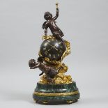 Large Louis XV Style Ormolu Mounted Marble and Bronze Orb Clock, mid to late 20th century, height 29