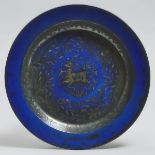 Royal Doulton Blue and Silver Lustre Decorated Plate, c.1918, diameter 11.8 in — 30 cm