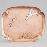 Gorham Co. Aesthetic Movement Silver Mounted Copper Tray, 1881, 8.4 x 6.8 in — 21.3 x 17.2 cm