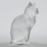Lalique Moulded and Frosted Glass Seated Cat, post-1945, height 8.1 in — 20.7 cm
