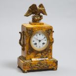 Small French Neoclassical Ormolu Mounted Sienna Marble Mantle Clock, mid 19th century, height 12.5 i