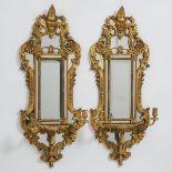 Pair Continental Mirror Back Giltwood Wall Sconce Brackets, early 20th century, height 37.5 in — 95.