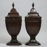 Large Pair of Adam Style Mahogany Knife Urns, 20th century, height 28.25 in — 71.8 cm (2 Pieces)