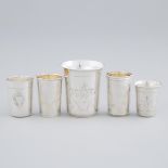Five Russian and Polish Silver Beakers, late 19th/early 20th century, largest height 2.7 in — 6.8 cm
