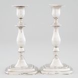 Pair of English Silver Table Candlesticks, William Hutton & Sons, Sheffield, 1918, height 9.1 in — 2
