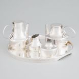 Italian Silver Plated Tea and Coffee Service, Lino Sabattini, 1970s, tray diameter 15.7 in — 40 cm (