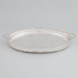 Edwardian Silver Plated Oval Two-Handled Serving Tray, early 20th century, length 28.5 in — 72.5 cm