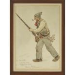 Octave Henri Julien, HABITANT WITH PIPE AND RIFLE; LA CHASSE-GALERIE; FISHING SCENE, watercolour on