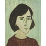 BARKER FAIRLEY, R.C.A., PORTRAIT OF BERVA HOWES, 1969, oil on Masonite, 20 ins x 16 ins; 50.8 cms x