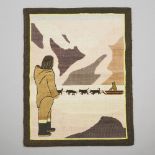 Grenfell Labrador Industries 'Man and Distant Dog Sled' Hooked Mat, mid 20th century, 26 x 20 in — 6
