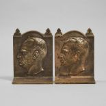 Pair of Prime Minister Arthur Meighen Bronze Bookends, Pritchard & Andrews Co., Ottawa, c.1926, 7 x