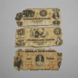 Three Colonial Bank of Canada Banknotes, 1859