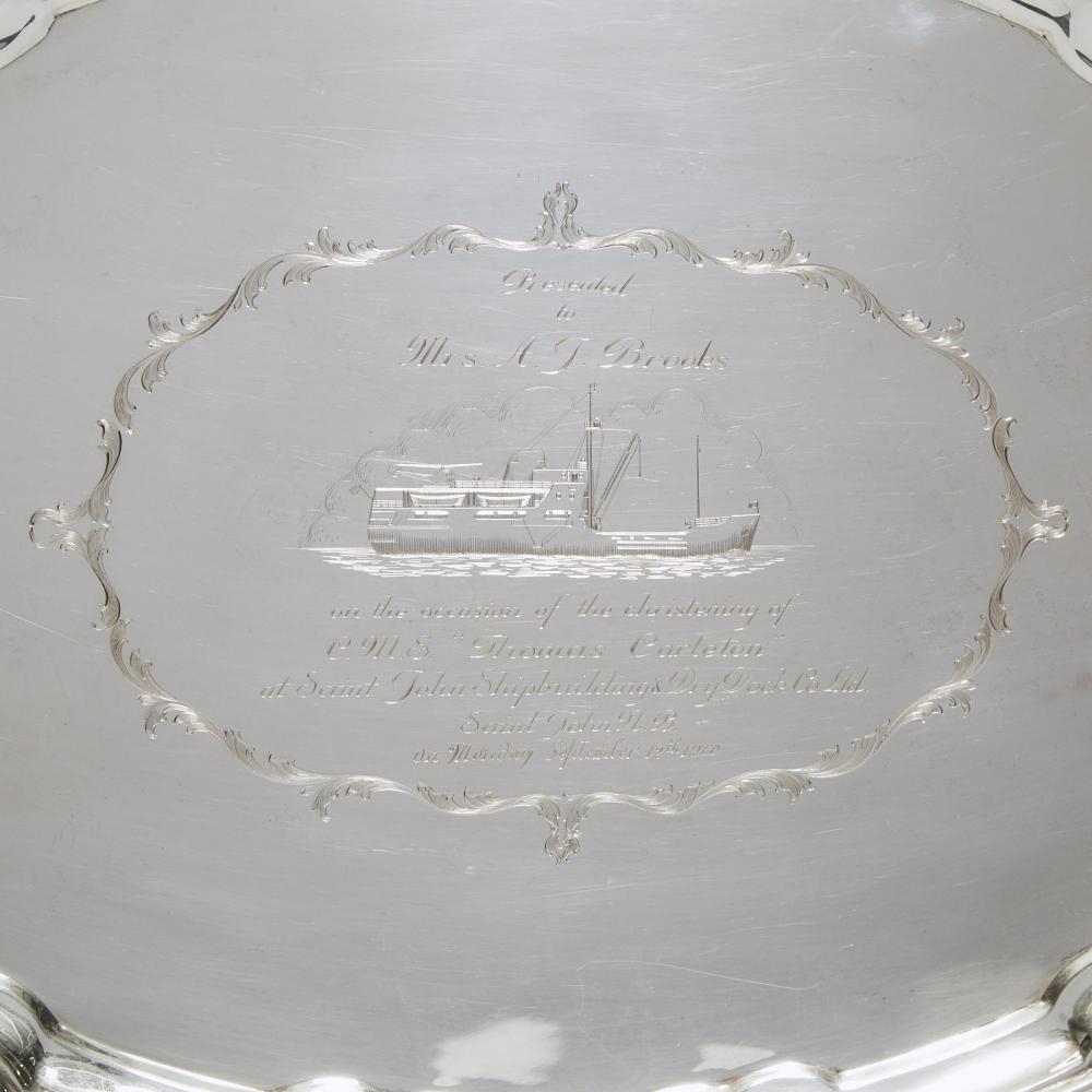 Canadian Silver Presentation Tray and Ceremonial Silver Scissors, Henry Birks & Sons, 1960, tray 15 - Image 2 of 4