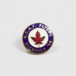 Canadian Hockey History: R.C.A.F. Flyers Olympic Participant's Enamelled Lapel Pin, 1948, diameter 0