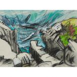 ANNE MEREDITH BARRY, O.S.A., R.C.A., UNTITLED (ROCKY NEWFOUNDLAND SHORE), 1986, mixed media on paper