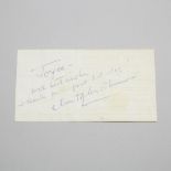 Christopher Plummer Autograph, 1978, 2.75 x 5.25 in — 7 x 13.3 cm