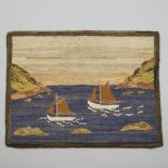 Grenfell Labrador Industries Silk 'Two Sailboats' Hooked Mat,, 14 x 18.5 in — 35.6 x 47 cm