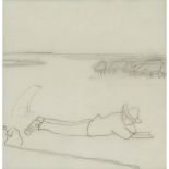 William Kurelek, R.C.A., STUDY FOR PASTURING COWS, CIRCA 1976, graphite on paper, sight 8 ins x 7.5