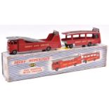 A Dinky Supertoys Car Carrier with Trailer (983). In red with grey ramps. In original box with