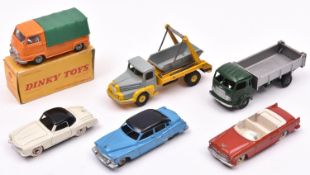6 French Dinky Toys. Renault Estafette Pick-Up (563). In orange, with green tilt and grey wheels.