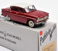 Pathfinder Models PFM17 1963 Hillman Super Minx. In cherry red with white roof and red interior.