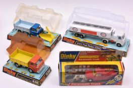 4 Dinky Toys A.E.C. Fuel Tanker ESSO (945). In white livery, with mid blue interior to cab. Plus a