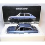 Minichamps 1:18 BMW 2000 Tii Touring 1971. In metallic blue with black interior. Boxed. Vehicle