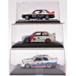 2 Minichamps 1:43 BMW. An M3 E30 racing car. Original BMW Teile, racing number 69, driver